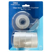 Tesco Clear Sticky Tapes with Dispenser 18 mm x 30 m