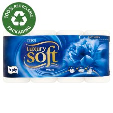 Tesco Soft Luxury White Toilet Paper 4 Ply 8 Rolls