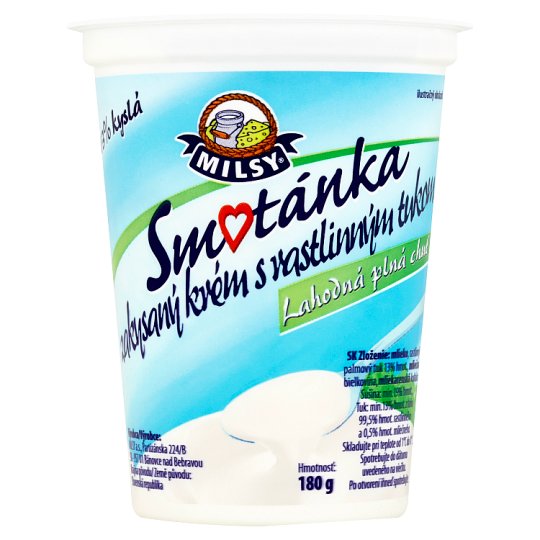 Milsy Smotánka zakysaný krém s rastlinným tukom 180 g