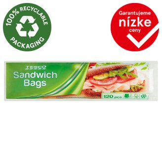 Tesco Vrecká na potraviny s klipsami 120 ks
