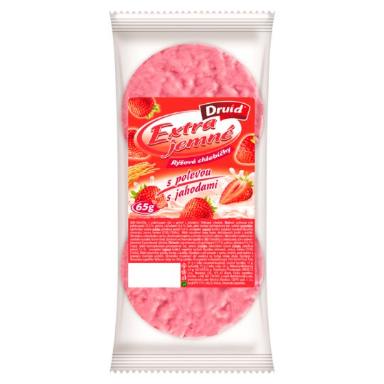 Druid Extra Jemné Chlebíčky z pololúpanej ryže v poleve s jahodami 65 g