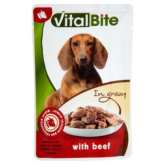 VitalBite Kompletné krmivo pre dospelé psy s hovädzinou v omáčke 85 g