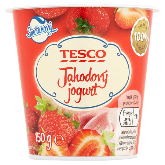 Tesco Smotanový jogurt jahodový 150 g