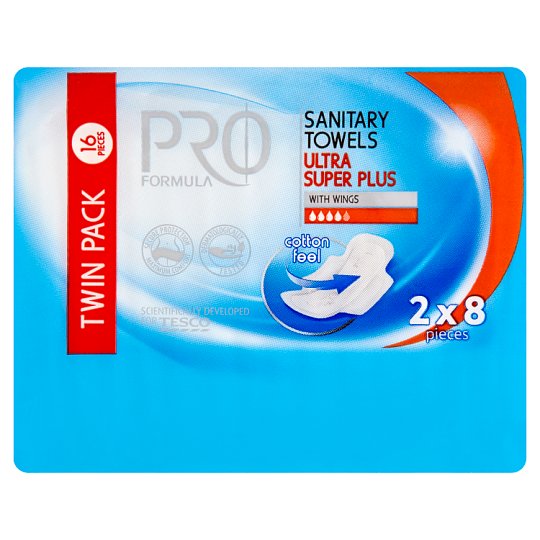 Tesco Pro Formula Super plus dámske hygienické vložky s krídelkami 2 x 8 ks
