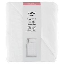 Tesco Home Cotton Rich White Duvet Set 140 x 200 cm