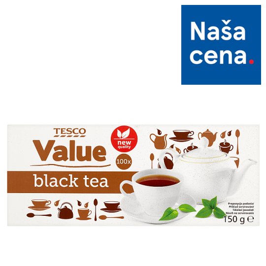 Tesco Value Čierny čaj porciovaný 100 x 1,5 g