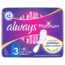 Always Platinum Night (Veľkosť 3) Menštruačné Vložky S Krídelkami 6 ks