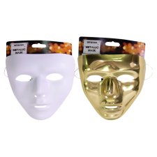 Maska na tvár metalická biela/zlatá