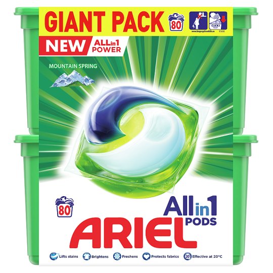 Ariel All In 1 Pods Mountain Spring, Gélové Kapsuly Na Pranie, 80 Praní