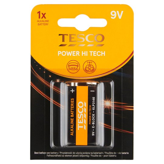 Tesco Power Hi Tech alkalická batéria 9V