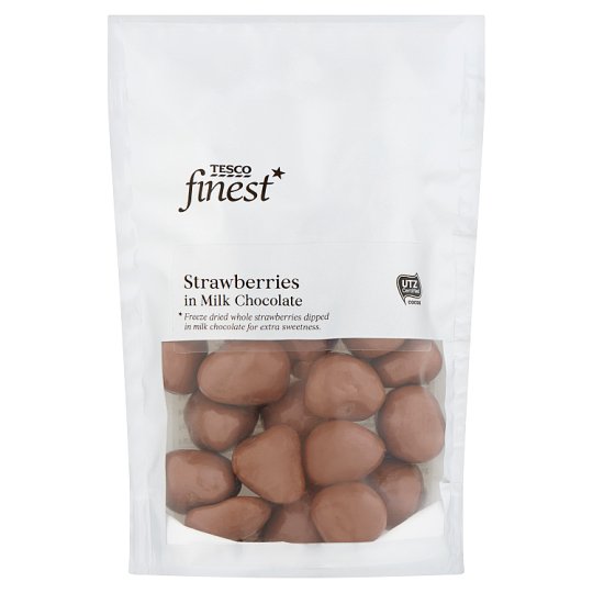 Tesco Finest Lyofilizované jahody v mliečnej čokoláde 100 g