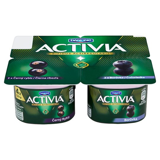 Danone Activia Jogurt čierna ríbezľa, čučoriedka 4 x 120 g