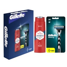 Darčeková Súprava: Gillette Mach3 Pánsky Holiaci Strojček, Old Spice 3v1 Sprchový Gél 250 ml