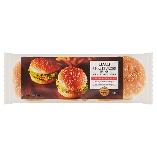 Tesco Žemle na hamburger so sezamovými semenami 6 x 53 g (318 g)