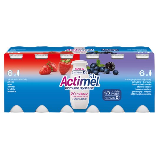 12 Groceries x Actimel 100 Yoghurt g with Tesco Drink Vitamins Strawberry-Blueberry -