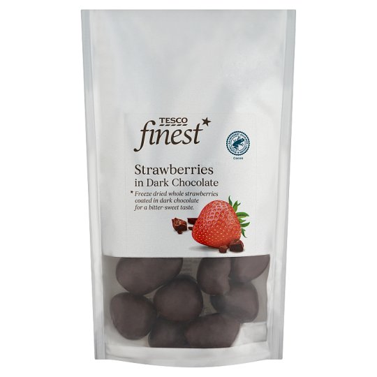 Tesco Finest Lyofilizované jahody v horkej čokoláde 100 g