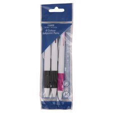 Tesco 4 Colour Ballpoint Pens 3 pack