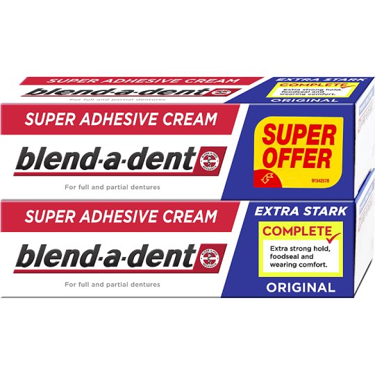 Blendadent Complete Denture Adhesive Cream 2 x 47g, Original Tesco