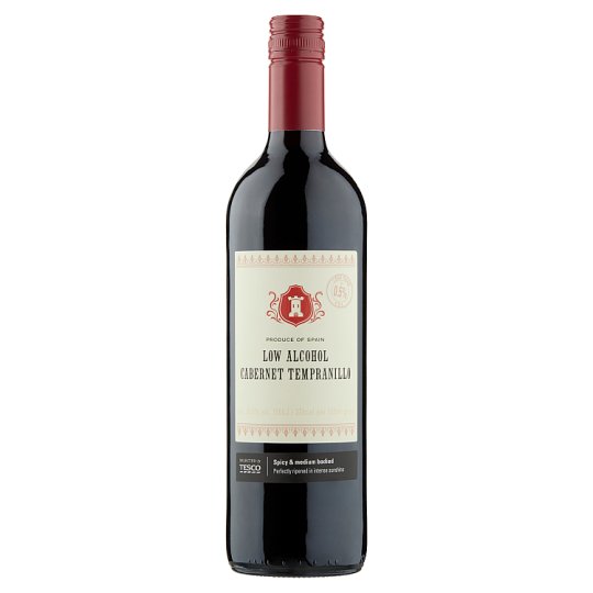 Tesco Cabernet Tempranillo odalkoholizované červené víno 750 ml