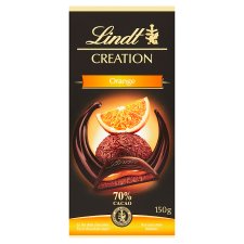Lindt Creation 70% horká čokoláda so šľahanou horko-čokoládovou a pomarančovou náplňou 150 g