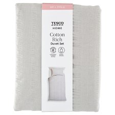 Tesco Home Cotton Rich Grey Duvet Set 140 x 200 cm