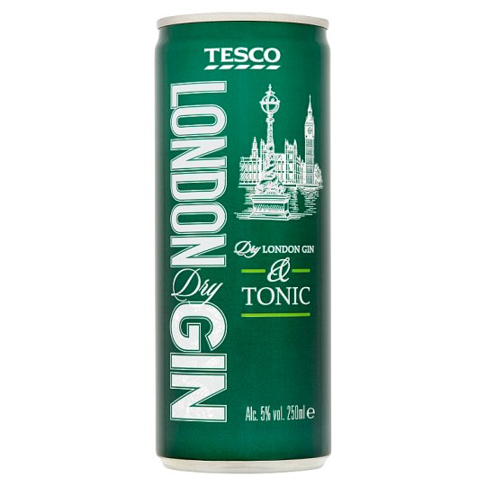 Tesco London Dry Gin & Tonic 250 ml