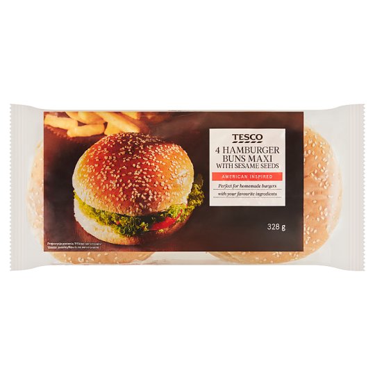 Tesco Maxi žemle na hamburger so sezamovými semenami 4 x 82 g (328 g)