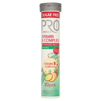 Tesco Pro Formula Šumivé tablety s vitamínom B s príchuťou ananásu 20 tabliet 80 g