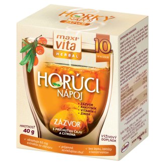 MaxiVita Herbal Horúci nápoj zázvor s príchuťou čaju a citróna 10 vrecúšok 40 g