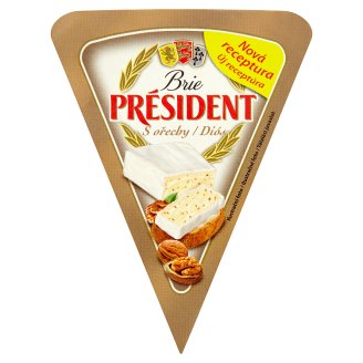Président Brie mäkký vysokotučný zrejúci syr s bielou plesňou na povrchu s orechami 125 g