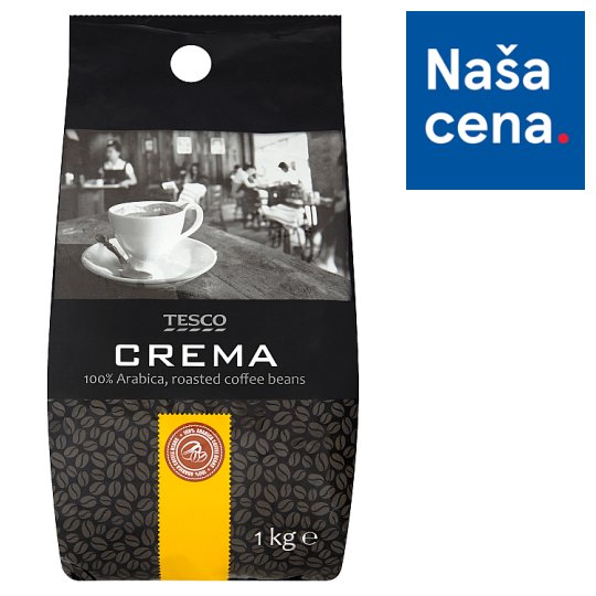 Tesco Crema pražená zrnková káva 100% Arabica 1 kg