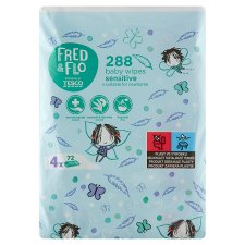 Fred & Flo Baby Wet Wipes for Sensitive Skin Fragrance-Free 4 x 72 pcs