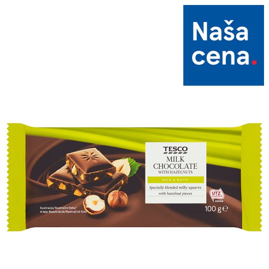 Tesco Mliečna čokoláda s lieskovými orieškami 100 g
