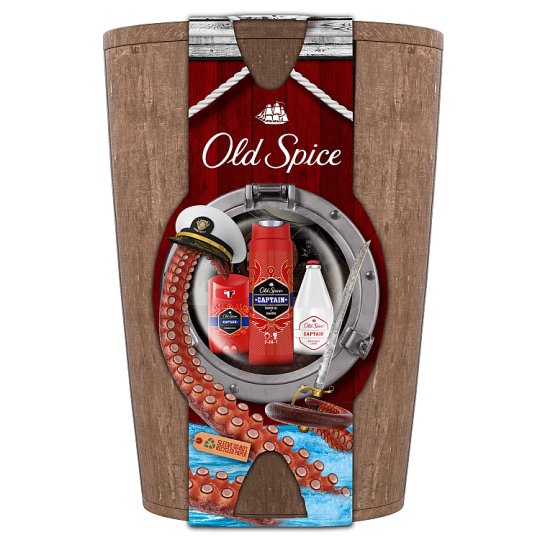 Old Spice Captain Wooden Barrel Gift Set With Deodorant Stick, Shower
