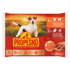 Propesko Complete Food for Adult Dogs with Rabbit and Carrot, with Chicken and Lamb 4 x 100 g