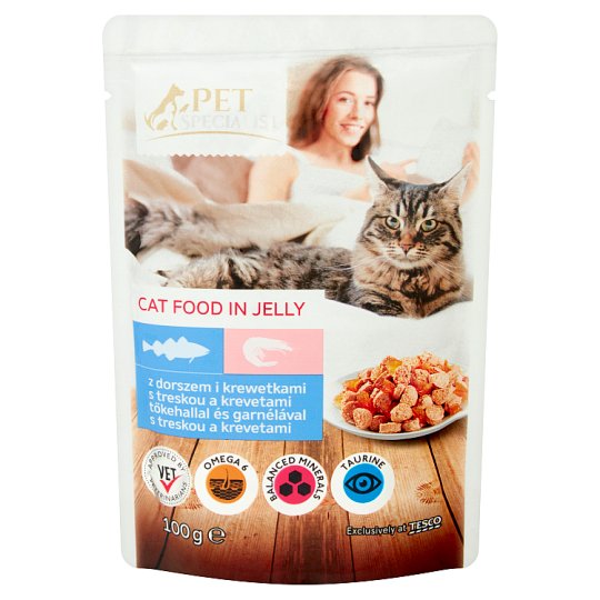 Tesco Pet Specialist Cat Food in Jelly with Cod and Prawns 100 g