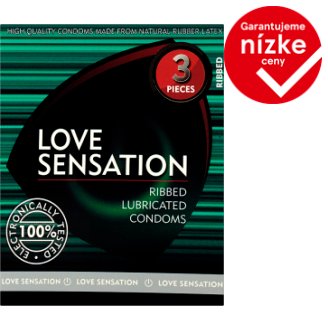 Love Sensation Ribbed prezervatívy 3 ks