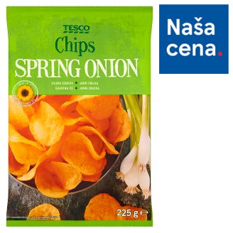 Tesco Smažené zemiakové lupienky s príchuťou jarnej cibuľky 225 g