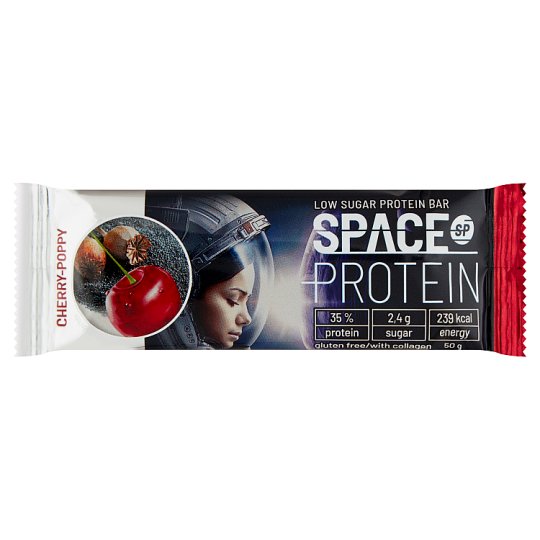 Space Protein Protein Bar with Dried Cherries and Poppy 50 g Tesco Groceries