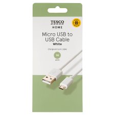 Tesco Home White Micro USB to USB Cable 2 m