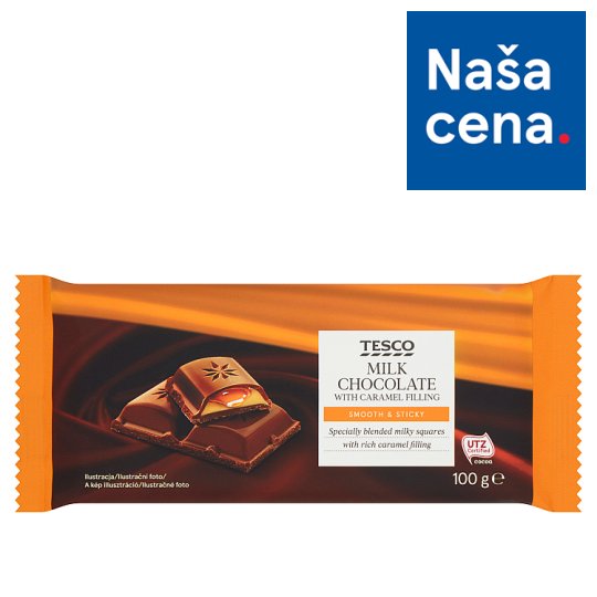 Tesco Mliečna čokoláda s karamelovou náplňou 100 g