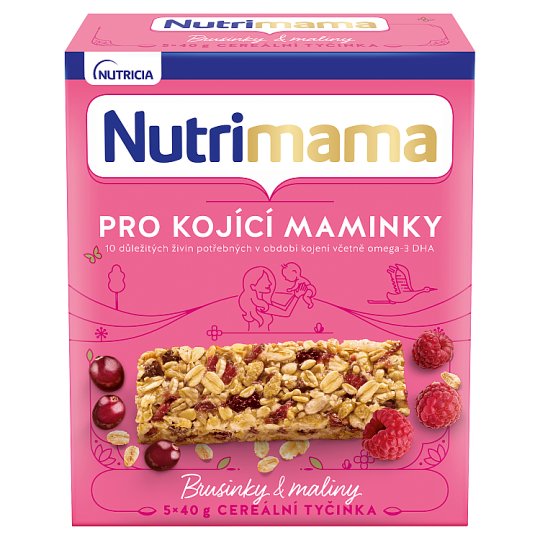 Nutrimama Profutura Cereálne tyčinky brusnice a maliny 5 x 40 g