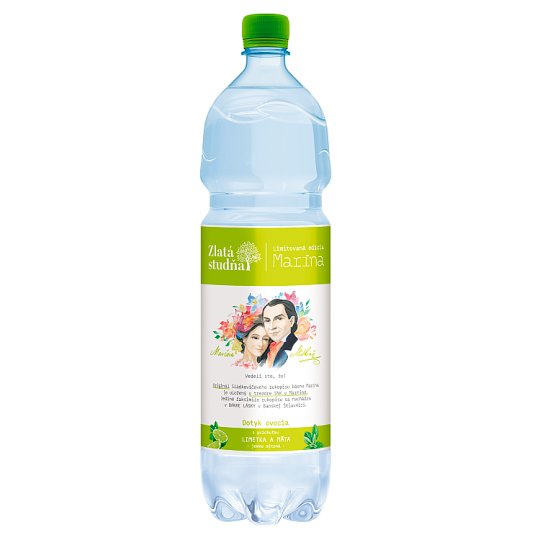 Zlatá Studňa Dotyk ovocia S príchuťou limetka a mäta jemne sýtená 1,5 l