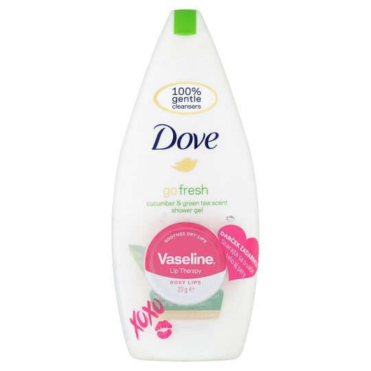 Dove Go Fresh Vyživujúci sprchovací gél uhorka a zelený čaj + balzam na pery