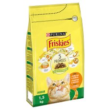Friskies Indoor pre mačky žijúce v byte s lahodnou kombináciou kuraťa a morky a so zeleninou 1,5 kg