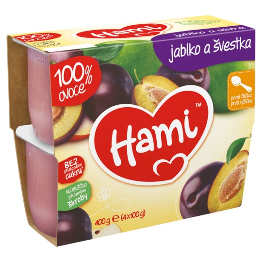 Hami 100% ovocie slivka a jablko 4 x 100 g