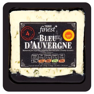 Tesco Finest Bleu D´Auvergne - Polomäkký zrejúci plnotučný syr s modrou plesňou 150 g