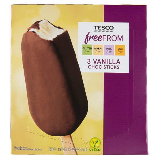 Tesco Free From Vanilla Frozen Cream with Chocolate Icing 3 x 100 ml