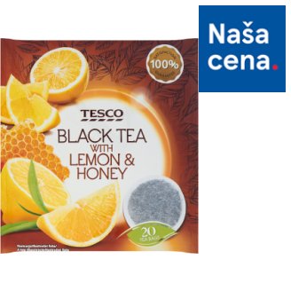Tesco Čierny čaj s jablkami a príchuťou citrónu a medu aromatizovaný porciovaný 20 x 2 g