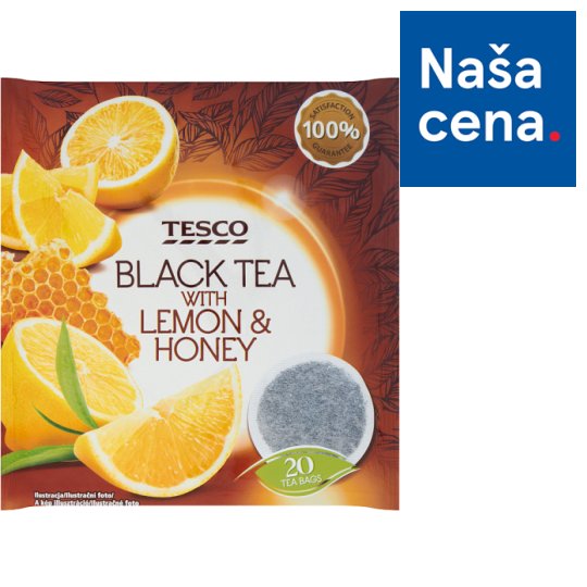 Tesco Čierny čaj s jablkami a príchuťou citrónu a medu aromatizovaný porciovaný 20 x 2 g